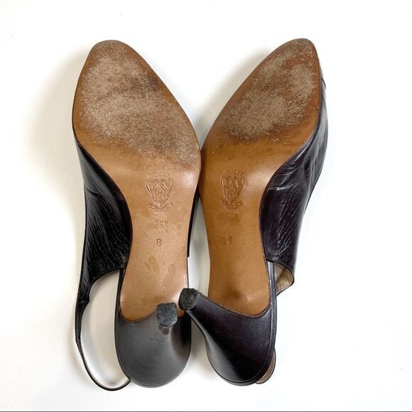 Vintage 70’s Gucci Leather Slingback Pumps Sz 36.5 - Picture 6 of 16